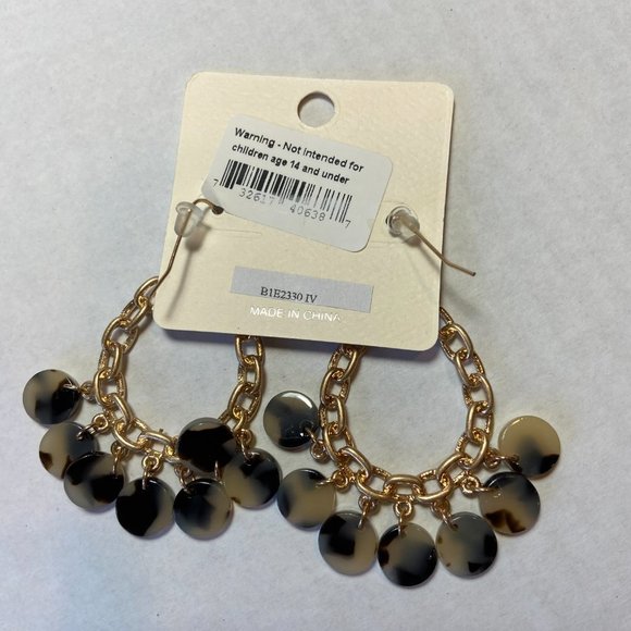 Oval gold chainlink earrings with tortoise - Picture 3 of 8